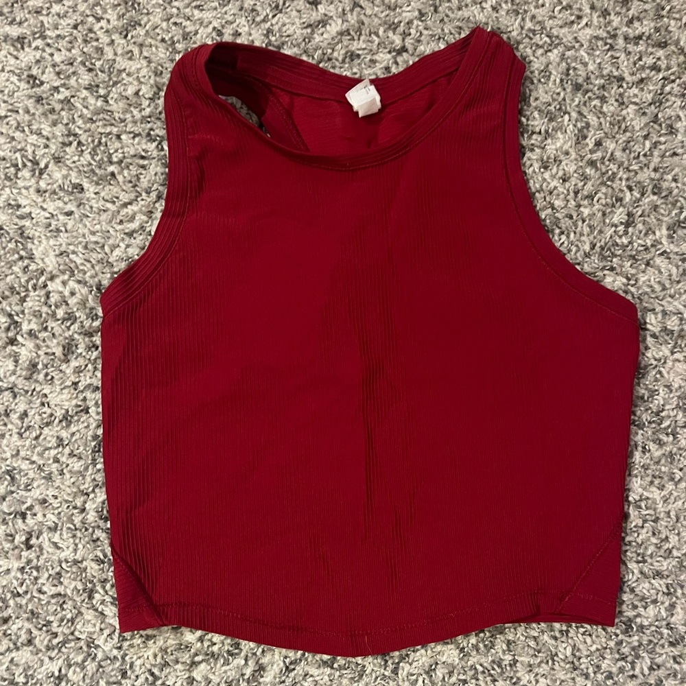 90 Degree By Reflex Red Ribbed Women's Top
